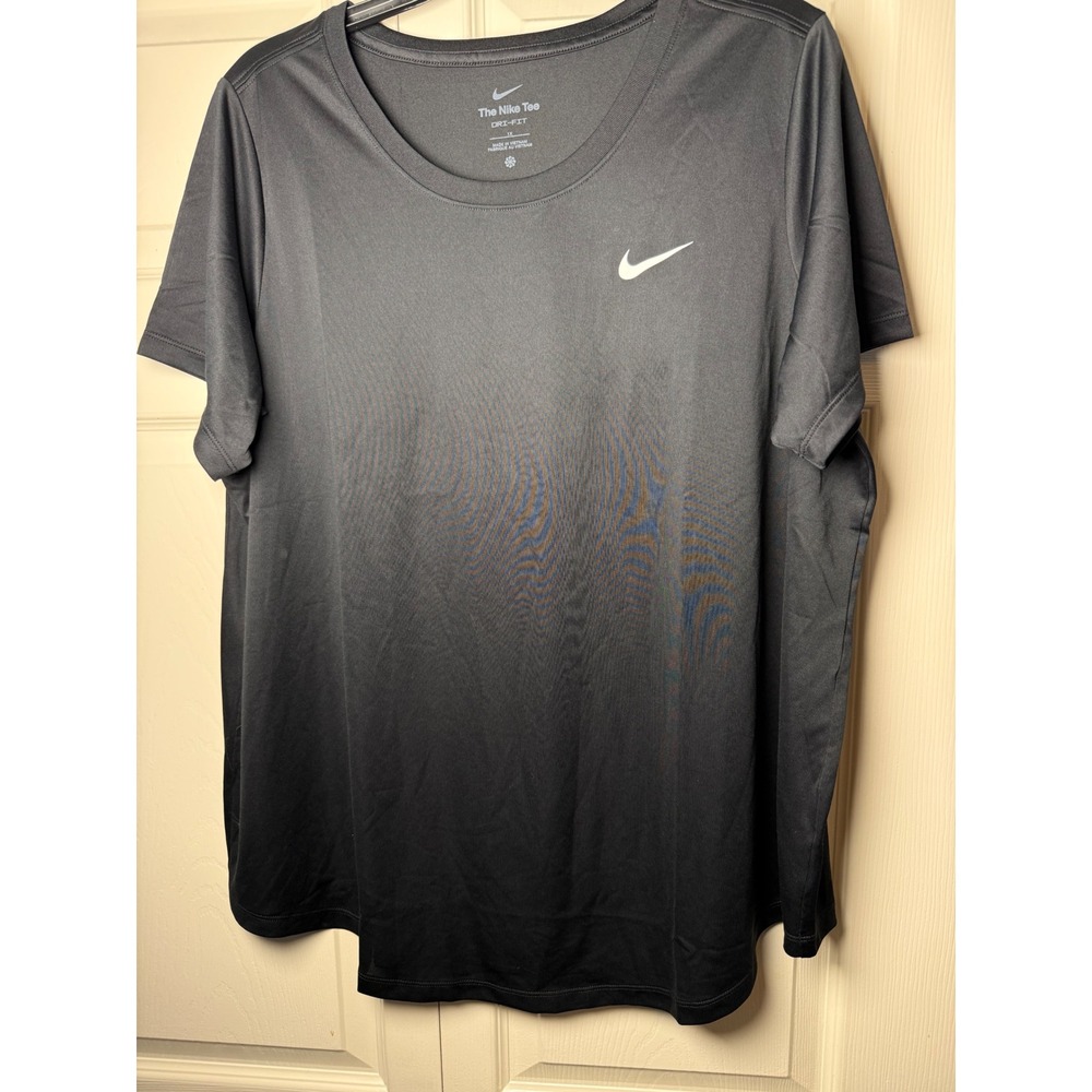 Nike Womens Dri-FIT Training T-Shirt Black Short Sleeve‎ Swoosh Tee Plus 1X